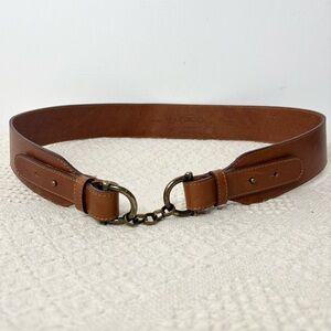 Talbots Brown Leather Belt Medium Statement Waist Cinch Equestrian Preppy